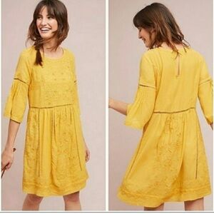Anthropologie Yellow Midi Dress